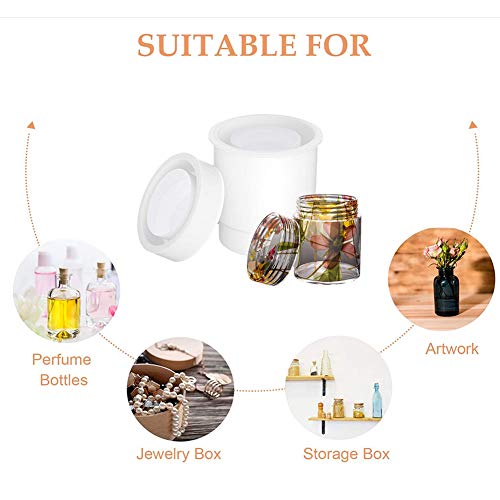 4 Style DIY Jewelry Resin Casting Molds Bottle Storage Jar With Lid Crystal Epoxy Mold Kit Handmade Craft Aromatherapy Candle Making Tool Clear Silicone Plaster Clay Mould (Cylinder Bottle) - color: (Cylinder Bottle)