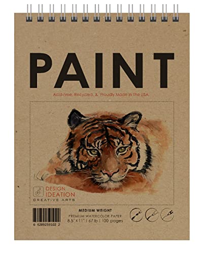 WATERCOLOR BOOK. Wire bound pad style sketchbook for pencil, ink, marker, charcoal and watercolor paints. (8.5" x 11") (1)