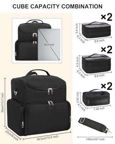 Relavel Tattoo Backpack with 6 Removable Pouches, Tattoo Travel Case with 3 Detachable Dividers, Waterproof Tattoo Carrying Case for Stencil Printer, Equipment and Supplies - Black - color: Black With 2 Bags