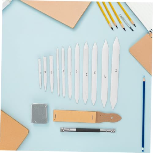 HINTRMENT Blending Stumps and Tortillions Set Drawing Blending Tools 33pcs with Sandpaper Pencil Sharpeners and Erasers, Paper and Rubber Material for Studio Work and Outdoor Sketching