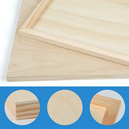 Falling in Art Unfinished Birch Wood Panels Kit for Painting, Wooden Canvas 2 Pack of 18 x18 Studio 3/4" Deep, Cradle Boards for Pouring, Art, Crafts, Burning and More - size: 18*18 2-pack
