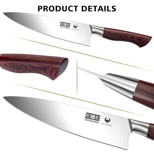 HOSHANHO Kitchen Knife Set with Block 18-Piece, Super Sharp High Carbon Stainless Steel Chef Knife Set, Professional Cutlery Knife Set with Sharpener - size: 18 Pieces Knife Set