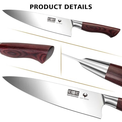 HOSHANHO Kitchen Knife Set with Block 18-Piece, Super Sharp High Carbon Stainless Steel Chef Knife Set, Professional Cutlery Knife Set with Sharpener - size: 18 Pieces Knife Set