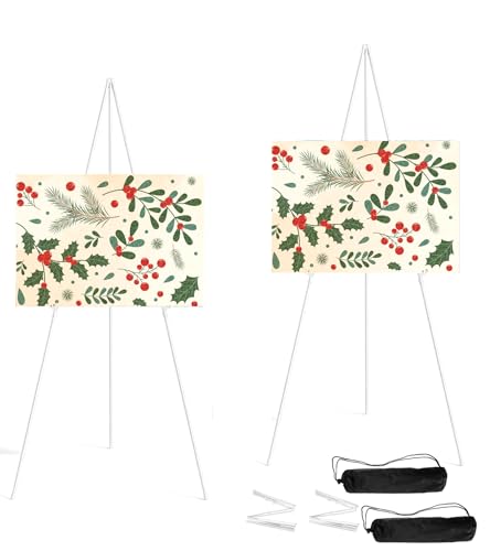 Display Easel Stand for Sign, Lightweight Tripod with Bag, Portable Adjustable Artist Easels for Outdoor Painting Canvas/Posters/Wedding, 2PC White - color: White, size: 2PCS