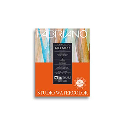 Fabriano Studio Watercolor Pad, Hot-Press, 8" x 10", 140 lb., 12 Sheets - color: White, size: 8 x 10, style: Hot Press