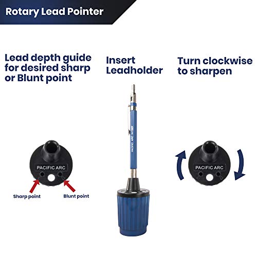 Pacific Arc Hand Held Rotary Lead Pointer with Sharp and Blunt Settings and Lead Cleaner, Blue