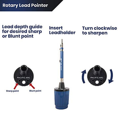 Pacific Arc Hand Held Rotary Lead Pointer with Sharp and Blunt Settings and Lead Cleaner, Blue
