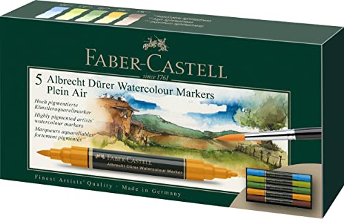 Faber-Castell Albrecht Durer Watercolor Markers - Plein Air - Wallet of 5, Watercolor Markers for Artists - style: 5 Count - Plein Air
