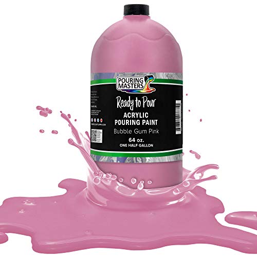 POURING MASTERS Bubble Gum Pink Acrylic Ready to Pour Pouring Paint - Premium 64-Ounce Pre-Mixed Water-Based - for Canvas, Wood, Paper, Crafts, Tile, Rocks and More - color: Bubble Gum Pink, size: 64 Fl Oz (Pack of 1)