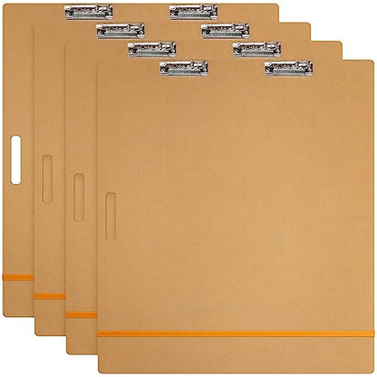Lincia 4 Pcs Artist Sketch Tote Board with Clips Handle Rubber Band, 5 mm Thickness Drawing Painting Clipboards Large Portable Lightweight Brown Pad for Class Artists Student (23 x 26 Inch) - size: 23 x 26 Inch