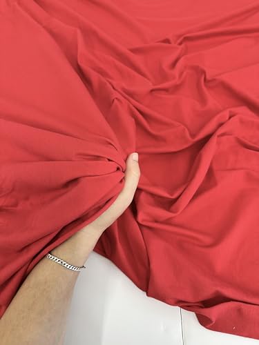 Cotton Jersey Spandex Fabric - Soft - Breathable - All Way Stretch Fabric - Medium Weight - Perfect Choice for Baby Grow, Tshirts, and Cotton Jersey Sheets - 58 Inches Wide - 1 Yard (Red) - color: Red