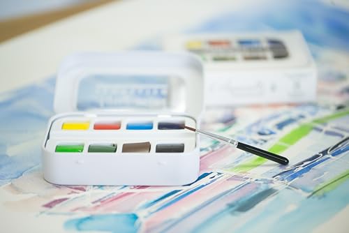 SENNELIER L'Aquarelle French Watercolor Paint, Aqua Mini Set of 8 Half Pans