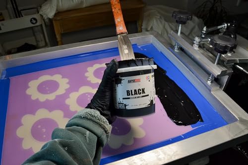 Screen Printing Fabric Ink Black (8oz.) - Plastisol Ink for Screen Printing, Fast Curing Fabric Paint - Screen Print Direct®, USA Made - color: Black, size: 8 fl oz
