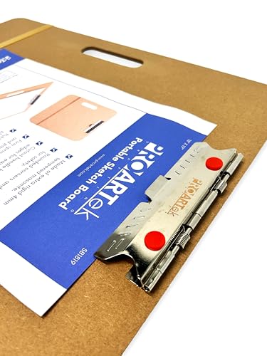 Proartek PK00025 Model SB1819 SB Series 18" x 19" Artist Sketch Board, Brown; 4mm Tempered Masonite; Constructed with a Cutout Handle; Smooth Edges; Firm Spring Clips; Rubber Band Included - size: 18" x 19"