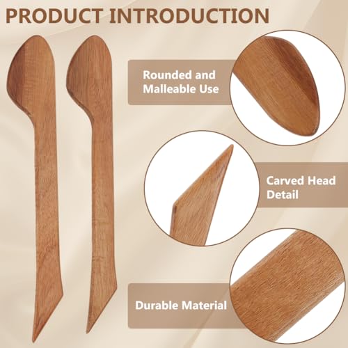 BENECREAT 2Pcs Wooden Handle Tools for Clay & Pottery Clay Sculpting Tools for DIY Handmade Modeling Pottery Tools Throwing Stick for Arts, Crafts & Sewing