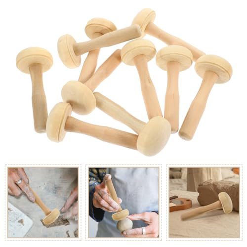 ARTIBETTER 10PCS Wooden Mushroom Printmaking Tool Set Art Roller and Ink Roller for DIY Craft Projects Suitable for Pottery and Drawing Rubbing for Painting