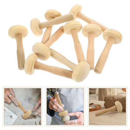 ARTIBETTER 10PCS Wooden Mushroom Printmaking Tool Set Art Roller and Ink Roller for DIY Craft Projects Suitable for Pottery and Drawing Rubbing for Painting