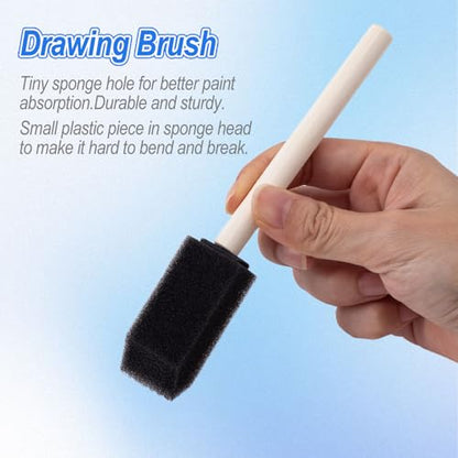 SmallCat 14 PCS Foam Paint Brushes, 1 Inch Foam Sponge Brushes for Varnishes, Reusable Sponge Brushes with Wood Handles for Painting, Staining, and DIY Crafts - Black - size: 14 PCS, 1 Inch