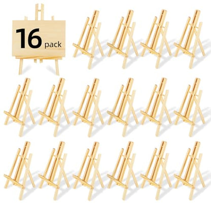 16"x7.7" Wooden Easel, Easel Stand for Painting, Tabletop Easel for Artist/Students/Beginners, Portable Canvas Photo Picture Sign Holder 16Pack - style: 16'' - 16 PK