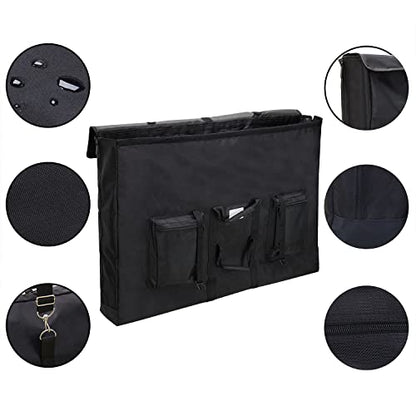 Premium Oversized Art Portfolio Case 24 x 36 x 6 Inch (25" x 37" Actual) - Waterproof - Soft Sided - Frames, LCD Screens, Monitors, TVs, Solar Panel - Shoulder Strap & Carry Handles - size: 24 x 36