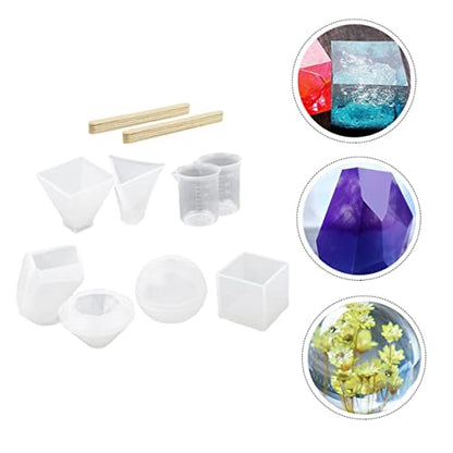 STOBOK 18-Piece Silicone Mold Set for DIY Crafting 3D Decorative Shapes Liquid Resin Casting for Jewelry Making and Epoxy Art Projects