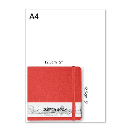 qianshan 5" x 5" Hardcover Sketch Book,Small Mixed Media Sketch Pad,58 Sheets 150GSM Acid-Free Artist Drawing Paper,Travel Journal Blank Notebook for Adults Painting,Illustration,Art Supplies.Red - color: 150gsm PU-red