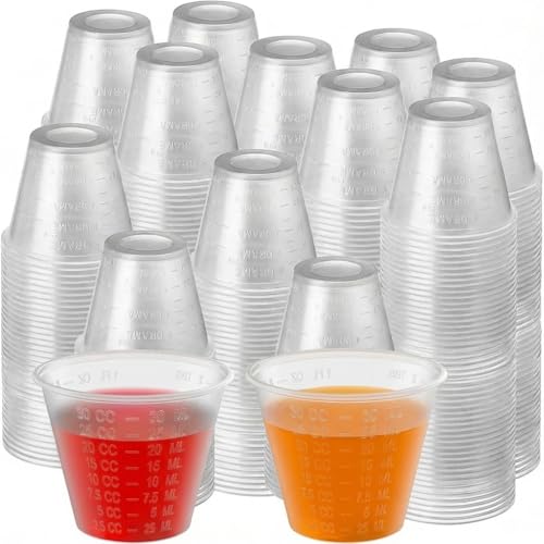 Dimes Small Plastic Medicine Cups for Epoxy, Resin and Paint Mixing Disposable for Pills and Medication (Clear, Pack of 2000, 30ml)