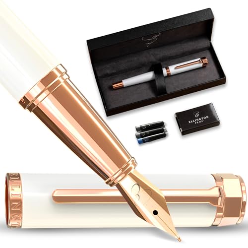 Ellington Pens Luxury Fountain Pen Set - Extra Fine Nib - Includes 3 Ink Cartridges, Refillable Ink Converter, Gift Box - Fountain Pens For Writing, Calligraphy, Journaling, Sketching (Alpine Rose) - color: Alpine Rose, style: Extra Fine