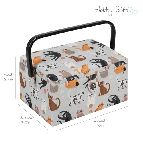 Hobby Gift Medium Sewing Storage Box, 18.5 x 25.5 x 14.5cm, Cats - color: Cats