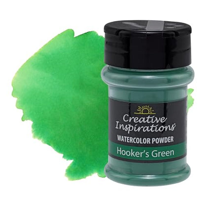 Creative Inspirations Powder Watercolor Paint - 38g Shaker Bottle, Hookers Green - Dye-Based Water-Soluble Crystalline Pigments - Non-Toxic, Perfect for Abstract and Spontaneous Effects - color: Hookers Green, style: Pack of 1