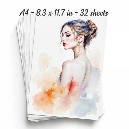 32 Sheets Watercolor Paper Pad - A4 8.3"x11.7" - Water Color Paper 140lb/300gsm - 100% Cotton Pulp - Art Supplies for Kids & Adults - for Painting, Artist Sketch, Easel, Loose Drawing - size: 8.3"x11.7", 32 Sheets