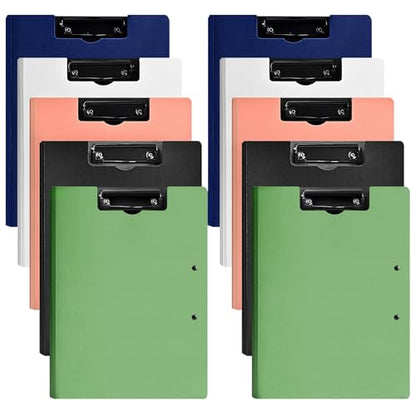 10 Pack Foldable Clipboards, A4 Clipboard Folder, Office Clipboard Folder with Double Clips Metal Clip, Storage Clipboards for Office, School or Medical Field(5 Colors) - style: 10Pack- Mixed