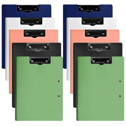10 Pack Foldable Clipboards, A4 Clipboard Folder, Office Clipboard Folder with Double Clips Metal Clip, Storage Clipboards for Office, School or Medical Field(5 Colors) - style: 10Pack- Mixed