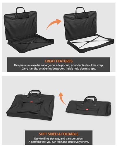Nicpro Art Portfolio Bag 24 x 36 Inches Waterproof Nylon Artist Carrying Bag Soft Sided with Shoulder Strap, Storage Case for Artwork Sketch Drawing Canvas Photography Poster Solar Panel - size: 24 x 36 inches