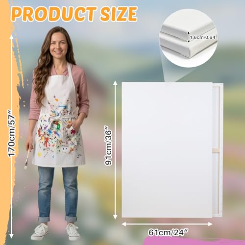 CONDA 24x36 inch Stretched Canvas for Painting, 2 Pack Primed Large Canvas, Primed Acid-Free Cotton 5/8 Inch Profile Value Bulk Pack for Acrylics, Oils Painting - size: 24"x36",2pack