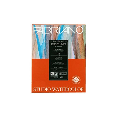 Fabriano Studio Watercolor Pad, Hot-Press, 11" x 14", 140 lb., 12 Sheets