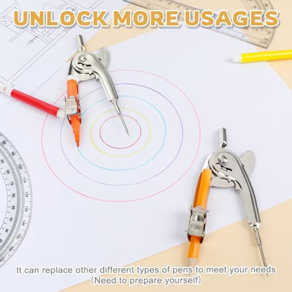 Mototo 2-PCS Geometry Tool Set, Math Compass for Geometry and 6 Inch Protractor Set Include Metal Compass with Pencil and Clear Plastic Protractor for Student Classroom Office Woodworking Art Drawing - style: 2 Pack