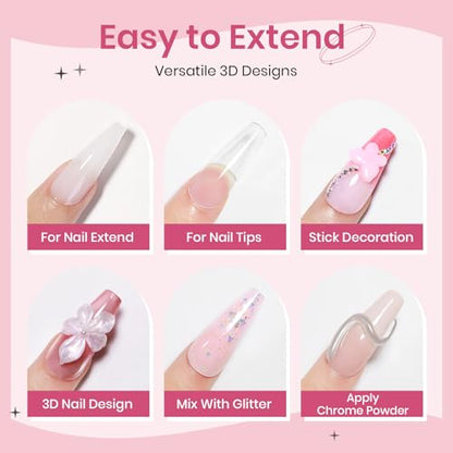 3D Sculpting Gel for Nail Art Pearl White Pink and White Solid Builder Hard Gel for Nail Extend Sculpture Molding Gels Non Stick Hand DIY at Home for Women Girls - color: Pearl White&White&Pink