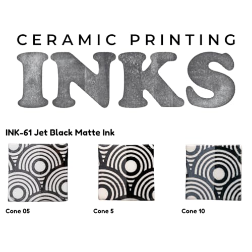 AMACO Ceramic Printing Ink, 8 oz. (236 mL), INK-61 Jet Black Matte | Cone 05-10 Intermixable Ceramic Printing Ink for Screenprinting, Monoprinting, and More on Bisque and Unfired Clay - color: Ink-61 Jet Black