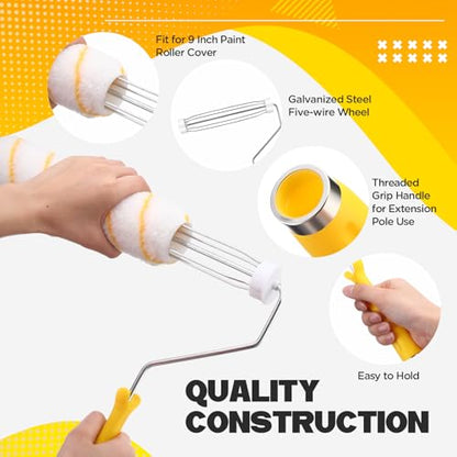 Leumoi 18 Pack 9 Inch Paint Roller Frame 5 Wire Galvanized Roller Handle Brush House Painting Supplies for Wall House Home Repair Tools, Use with 9" Paint Covers (Yellow) - color: Yellow