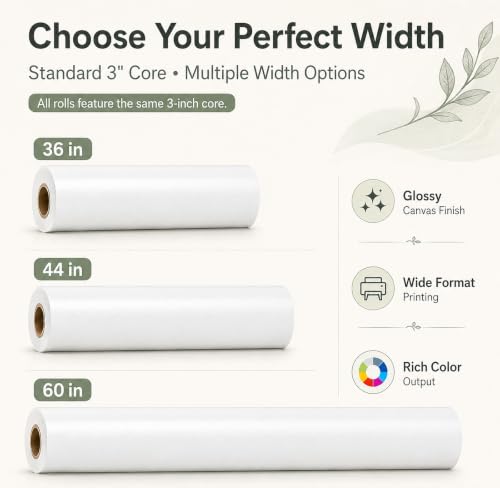 Premium Polyster Canvas Roll, Canvas Paper for Printing, Quick Dry, Wide Format Inkjet Printer Compatible, Paper Roll, Perfect for Fine Art, Photography, Giclée Printing, Archival Quality Prints - size: 60"x100' 300GSM Polyester Solvent ECO-Glossy