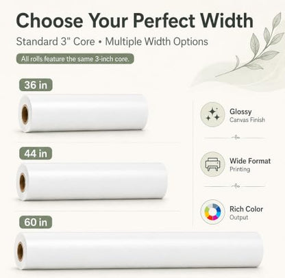 Premium Polyster Canvas Roll, Canvas Paper for Printing, Quick Dry, Wide Format Inkjet Printer Compatible, Paper Roll, Perfect for Fine Art, Photography, Giclée Printing, Archival Quality Prints - size: 60"x100' 300GSM Polyester Solvent ECO-Glossy
