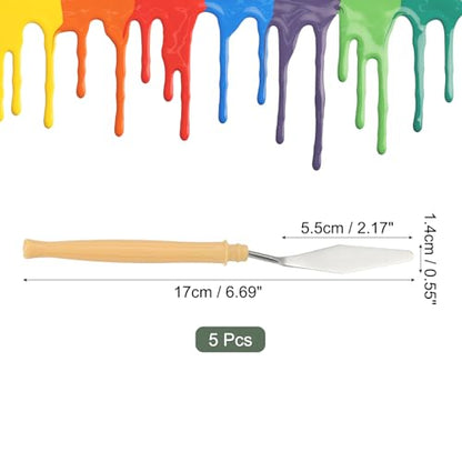 YOKIVE 5 Pcs Stainless Steel Palette Knife, NO.5 Professional Art Spatula Oil Painting Accessories Color Mixing Scraper with Plastic Handle, Great for Canvas Acrylic(Yellow, 6.69 -Inch) - style: NO.5