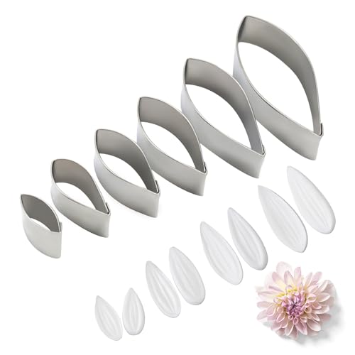 KALAIEN Dahlia Sugar Flower Veining Molds Fondant Cutters Gumpaste Cake Craft Tools(14PCS) - color: Dahlia Set(14pcs)