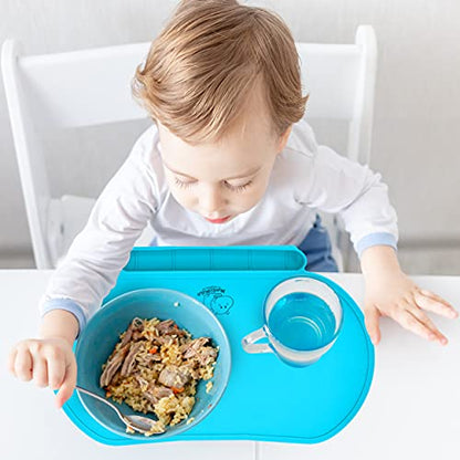 Silicone Children's Place Mat - Baby Mumbo | Food-Grade Quality with Unique Raised Edges for Spill Prevention | Lightweight, Portable, and Spill-Proof Tray (Precious Purple) - color: Precious Purple