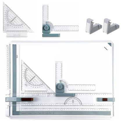Japard A3 Drafting Board Portable Drawing Board Metric Multi-Function Portable Table with Ruler, Angle Adjustable Measuring System Art Christmas Gift
