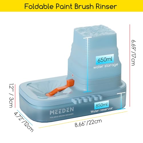 MEEDEN Portable Paint Brush Cleaner: Paint Brush Rinser with Drain for Acrylic, Watercolor & Water-Based Paints - 5-Slot Silicone Brush Washer & Holder, Blue - color: Blue