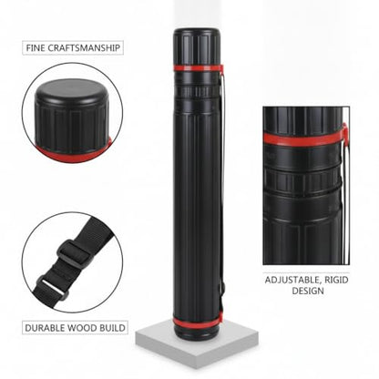 Adjustable Wooden Art Tube, Telescoping Poster and Blueprint Storage Case, Rigid Black Cylinder for Rolled Documents (1 PC) - size: 53.15 x 5.71 x 53.15 in