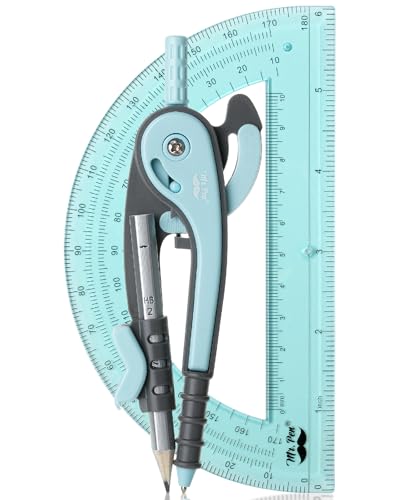 Mr. Pen- Geometry Compass and Protractor Set, 6 Inch Compass | 6 Inch Protractor, Drawing Tool for School, Clear Plastic, Easy Grip, Precision Design for Math, Art, Drafting, Architecture - color: Sky Blue, size: 1 Set