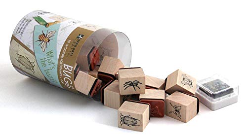Hero Arts LL375 Ink 'n' Stamp Wood Sets, Bugs - color: North American Honey White Maple, Red Rubber